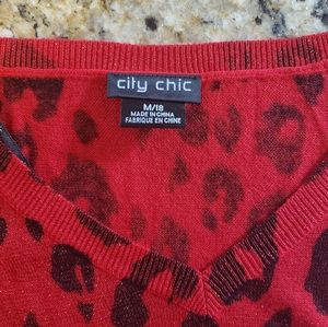 City Chic Sparkly Animal Print Sweater size M/18